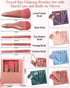 Travel Size Makeup Brushes Mini Set, 5Pcs Small Cosmetic Brushes with Hard Case and Built-in Mirror for Women