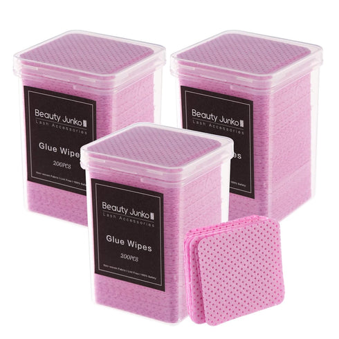Lint Free Nail Wipes, 600 PCS Eyelash Extension Glue Cleaning Pads, Cotton Pads for Tweezers and Glue Bottle