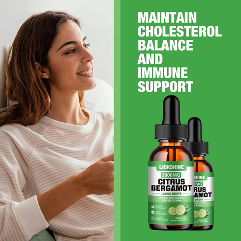 lickshine 2 Pack 3000mg Immune 4 Oz Citrus Bergamot Liquid Drops - High Absorption - Cholesterol Lowering Supplement