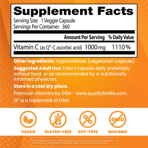 Doctor's Best Vitamin C with Q-C, 1000mg, Non-GMO, Vegan, Gluten Free, 360 Count