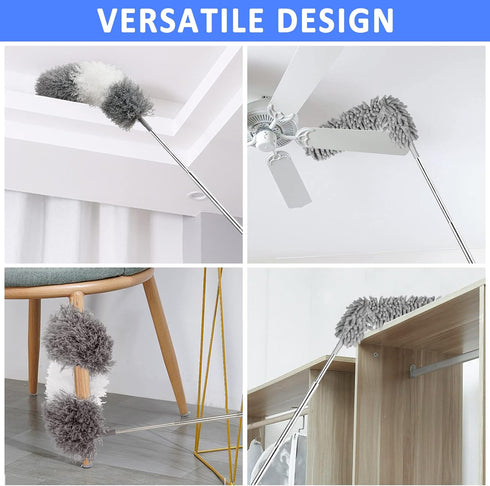 Microfiber Duster Kit, 19 Pcs with 30 to 100 Inches Extension Pole, Washable Feather Duster for Cleaning Ceiling Fans