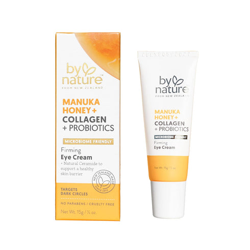 By Nature Eye Cream - Manuka Honey, Collagen & Probiotics for Dark Circles, Hydrating Under Eye Cream (0.5oz)