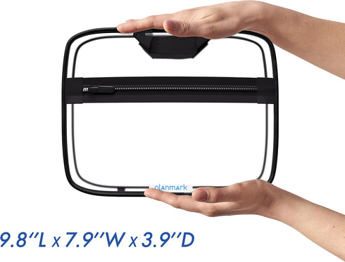 Large Transparent Clear Toiletry Bag - PVC Makeup Case with Handle - See Through Packing Cube - Zippered Plastic Pouch
