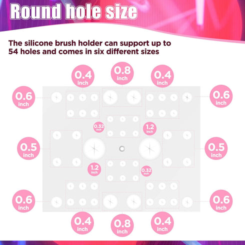54 Holes Acrylic Brush Holder, Collapsible Makeup Brush Dryer Stand for Makeup Lovers (White)