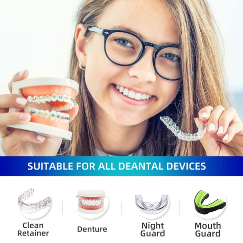 Retainer & Denture Cleaner Tablets, 120 pcs, 4 Months Supply, Removes Odor & Plaque for Aligner & Night Guards