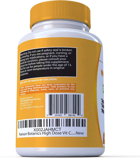 High Dose Extra Strength Vitamin C + Zinc Complex - 1200mg for Immune Support, 120 Veggie Capsules