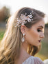 SWEETV Light Rose Gold Rhinestone Wedding Clip Bridal Comb Barrette - Handmade Flower Head Pieces for Women