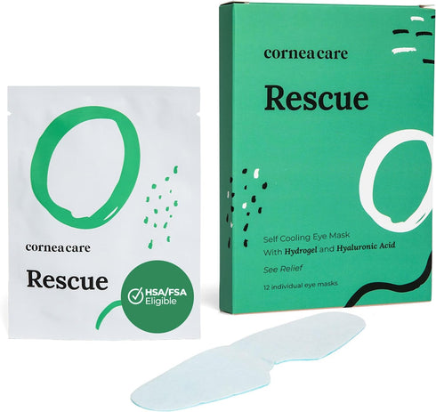 Rescue Hydrogel Self Cooling Compresses, Eye Cooling Pads, Cooling Eye Masks for Puffy Eyes, 12 Count, FSA & HSA