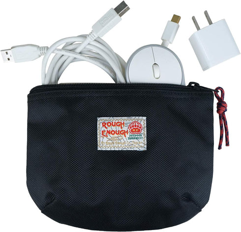 Rough Enough Small Tech Organizer Travel Case - Cable Storage Bag for Electronics & Cords, Black