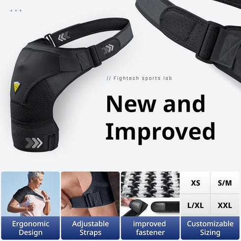 FIGHTECH Shoulder Brace for Torn Rotator Cuff, 4 Sizes for Men and Women - Support & Pain Relief (Black, Large/X-Large)