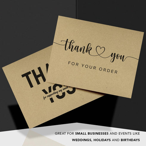 A7 Blank Grocer Brown Kraft Note Cards & Envelopes – Heavy Flat Cards for Wedding and Birthday Invitations (25 per Pack)