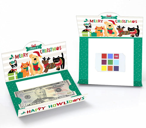 Set 8 Big Dot of Happiness Christmas Pets - Cats and Dogs Holiday Party Money And Gift Card Holders