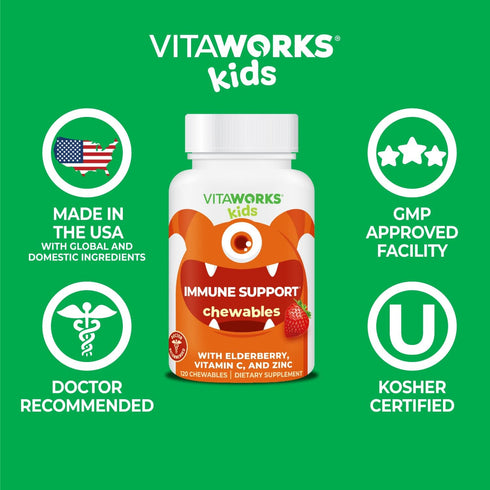 Kids Elderberry with Zinc and Vitamin C - 120 Chewable Tablets for Immune Support, Natural Mixed Berry Flavor