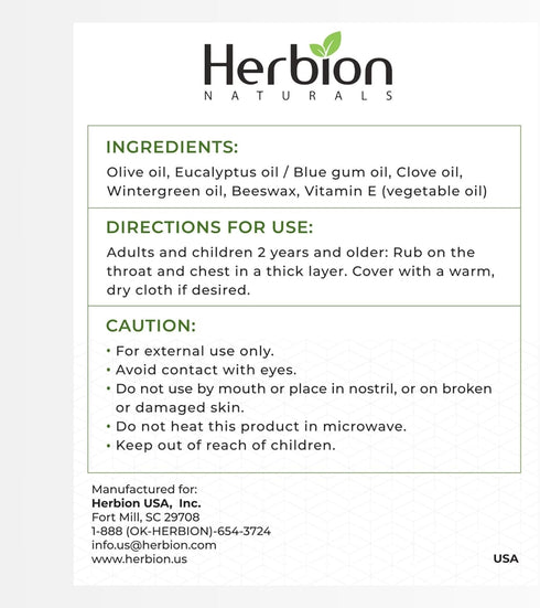 Herbion Naturals Chest Rub - Natural Soothing Ointment for Chest Congestion and Muscle Aches, 3.53 Oz