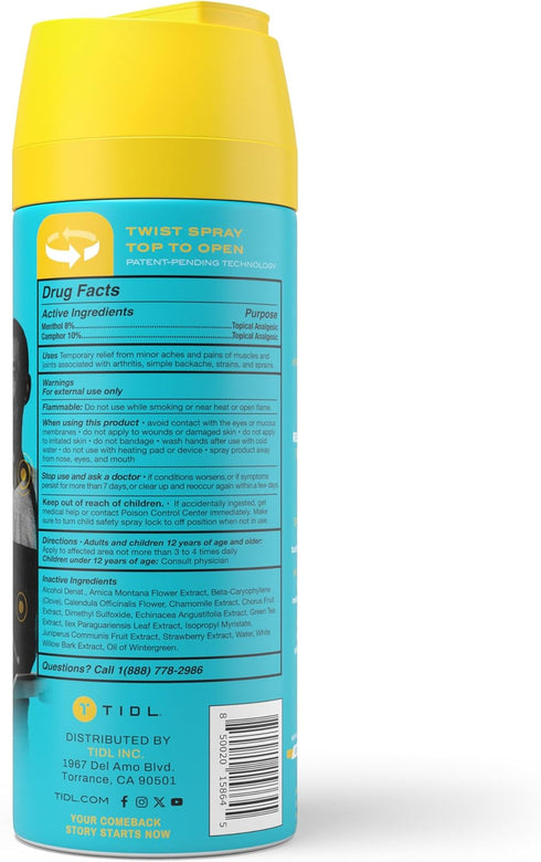 TIDL Morning Therapy Spray - Energizing Muscle & Joint Relief with Camphor and Menthol, 3 fl oz