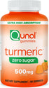 Qunol Zero Sugar Turmeric Gummies, Gummy with 500mg Turmeric Curcumin, Vegetarian, Gluten Free Joint Support