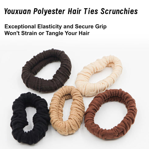 No Damage Soft Polyester Hair Ties, No Tug Scrunchies Hair Bands with Strong Elasticity