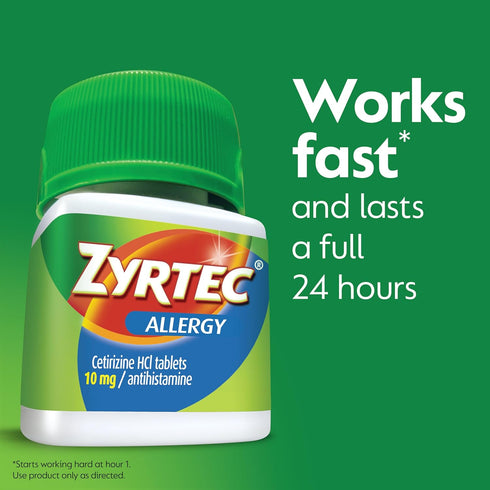 Zyrtec 24 Hour Allergy Relief Tablets, 10 mg Cetirizine HCl, 45 ct