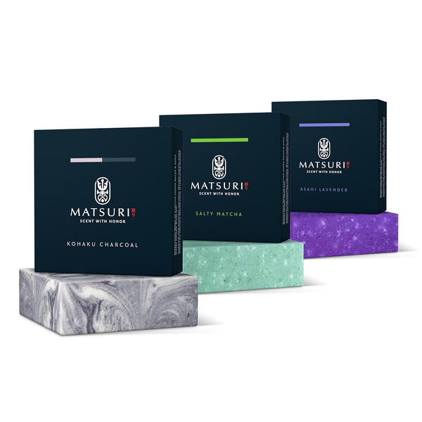 Matsuri Soap Bar | 5 oz | 3 Pack | Natural Ingredients, Moisturizing & Exfoliating, No Harmful Additives