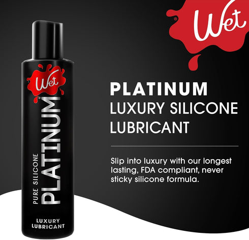 Wet Platinum Silicone-Based Personal Lubricant, 9 fl oz, Ultra Smooth, Waterproof Formula