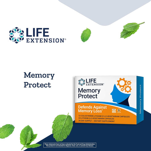 Life Extension Memory Protect, Brain & Memory Health Support Formula, 12 Colostrinin-Lithium + 24 Lithium Capsules