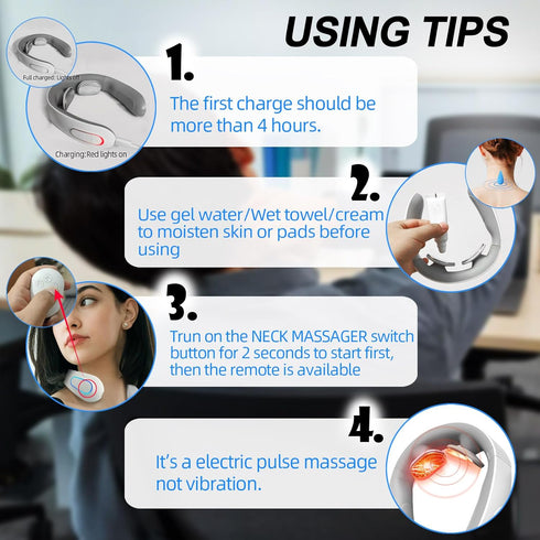 INSHUEY Neck Massager for Pain Relief with Heat Portable Electric Pulse Deep Tissue Trigger Point Cervical Massager