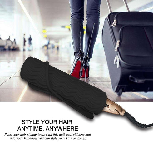 Silicone Heat Resistant Travel Mat, Anti-Heat Pad for Hair Straighteners, Curling Irons, Hot Styling Tools