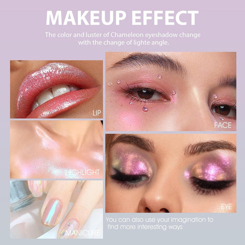 Jolilab Metallic Liquid Chameleon Eyeshadow, Long-lasting Holographic Glitter Multichrome Makeup (#002+006+013)