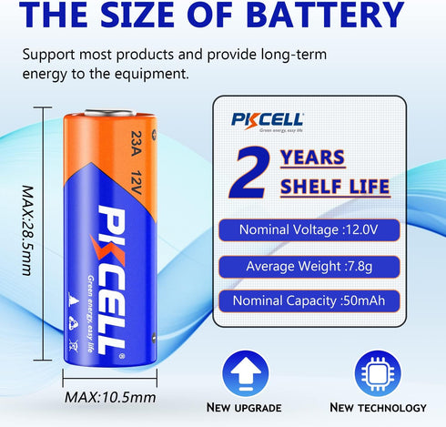 PKCELL A23 23A 12V 12V 23AE Battery(10 Count) Alkaline Battery Specialty
