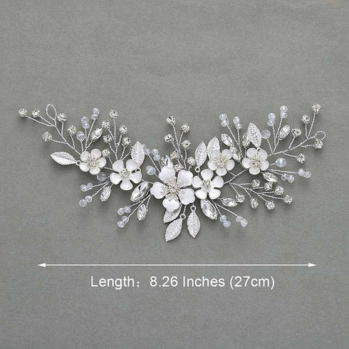 Unicra Silver Bride Wedding Hair Vine, Rhinestone Flower Bridal Hair Piece Jewelry for Women and Girls