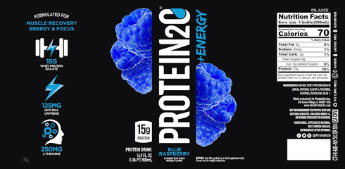 Protein2o 15g Whey Protein Infused Water Plus Energy, Blueberry Raspberry | 16.9 oz Bottle (Pack of 12)