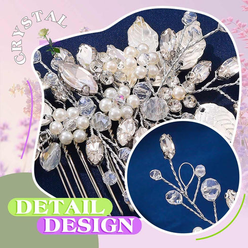 JEAIRTS Crystal Hair Comb, Silver Bridal Pearl Headpiece Wedding Hair Accessories for Women