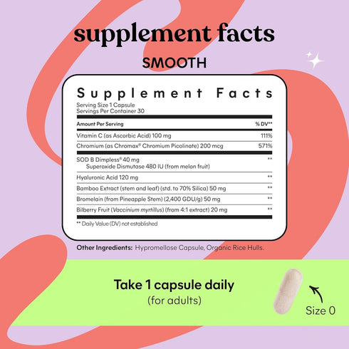 Lemme Smooth Anti Cellulite Capsules for Women, Reduce Cellulite & Crepey Skin - 30 ct (1 Month Supply)