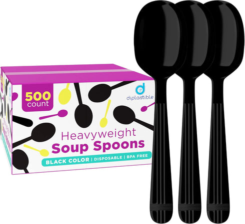 Heavy Duty Plastic Spoons - Disposable Soup Spoons - Plastic Cutlery for Parties, Pack of 500