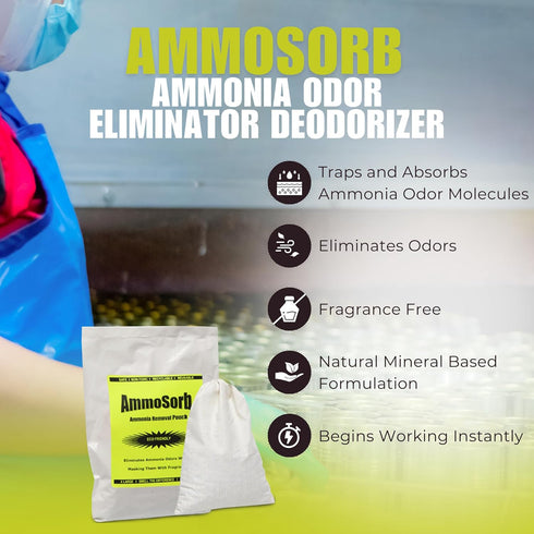 Reusable Ammonia Odor Eliminator Deodorizer Pouch, Treats 150 Sq. Ft.