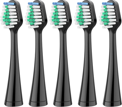 Toothbrush Heads for Waterpik Triple Sonic Tooth Brush, 5 Count (Pack of 1), Complete Care 5.0/9.0, AquaSonic Duo, Black