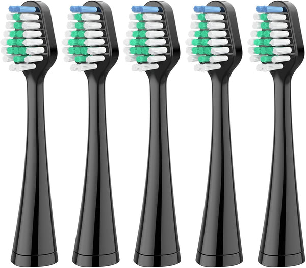 Toothbrush Heads for Waterpik Triple Sonic Tooth Brush, 5 Count (Pack of 1), Complete Care 5.0/9.0, AquaSonic Duo, Black