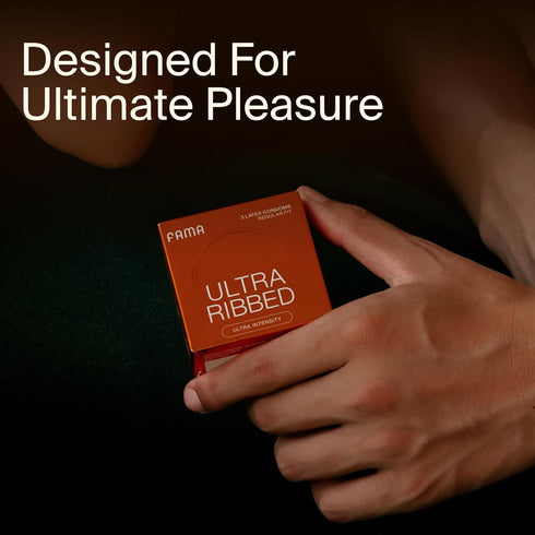 Protection2.12-Inch/54 mm (3Count) FAMA Ribbed Condoms for Men,Texture Natural Latex Condoms with Sillicone Lubricant
