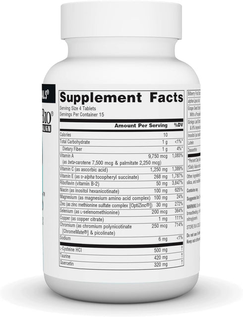 Source Naturals Visual Eyes Dietary Supplement - Multi-Nutrient Complex with Bilberry Extract, Lipoic Acid, Lutein - 60