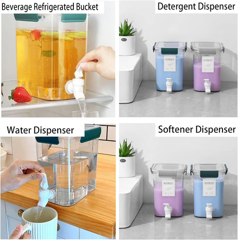 Laundry Detergent Dispenser Beverage Refrigerated Bucket with Faucet Fabric Softener Container for Detergent, Lemonade