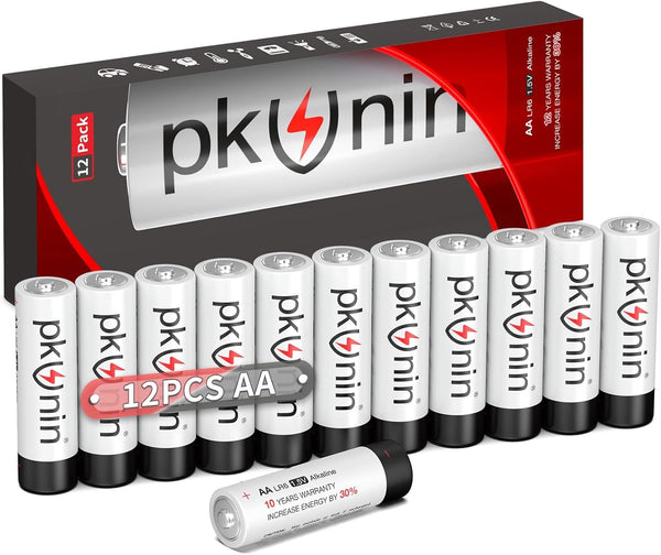 PKUNIN AA Batteries 12 Pack 1.5V Alkaline Double A Batteries Long-Lasting LR6 Alkaline