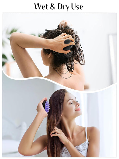 HEETA Hair Scalp Massager Brush, Updated Hair Shampoo Brush with Soft Silicone Bristles for All Hair Types (Black)