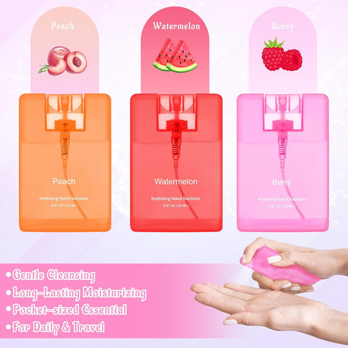 Set 3 0.67 oz Backpack of Power Mist Hydrating Hand Sanitizer Spray Bulk Travel Size Portable Hand Sanitizer Fl.