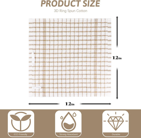 Nialnant 8 Pack Dish Cloths,100% Cotton Soft Absorbent Cleaning Rags,Quick Drying Dish Towels for Kitchen,Washing Dishes-Little Yellow Plaid,12 x 12 in by Nialnant