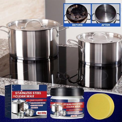 2PCS Stainless Steel Clean Wax, Magical Nano-Technology Cleaner and Polish, 3 In 1 for Grease, Oven, Sink