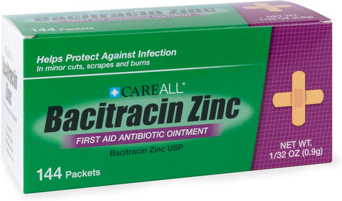 CareAll Bacitracin Antibiotic Zinc Ointment (144 Pack), First Aid Ointment for Minor Cuts and Scrapes