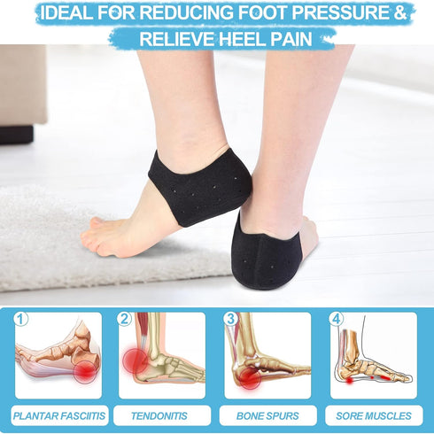 Thicker Heel Cushion Cups for Heel Pain Relief, Updated Plantar Fasciitis Heel Supports Inserts for Pressure Sores