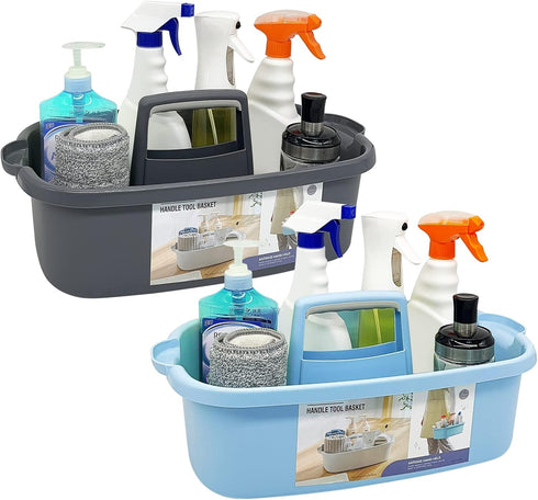 2 Pack Multi-Purpose Plastic Cleaning Caddy with Handle, Portable Shower Caddy Organizer for Bathroom Supplies
