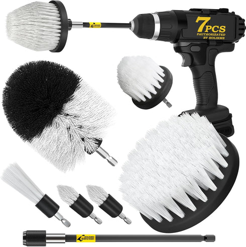 Holikme 7Pack Drill Brush Attachment Set, Power Scrubber Brush for Car Interior, Bathroom, Kitchen, Floor, Tile