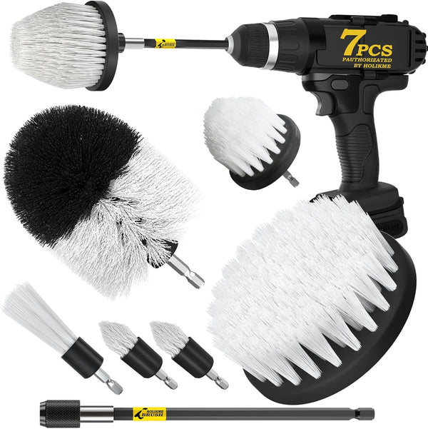 Holikme 7Pack Drill Brush Attachment Set, Power Scrubber Brush for Car Interior, Bathroom, Kitchen, Floor, Tile